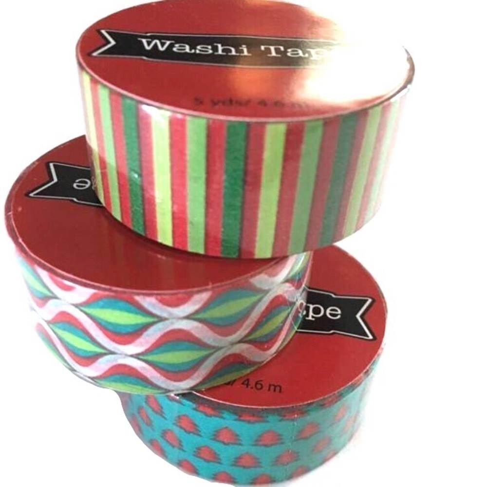 Christmas Washi Tape Set Trees Stripe Ornaments Holiday Planner Accessories
